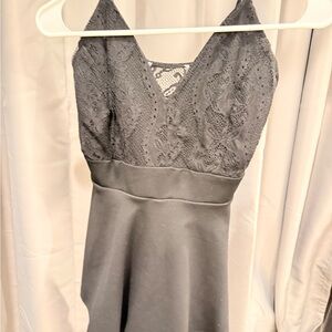 Elegant Gray Lace Dress